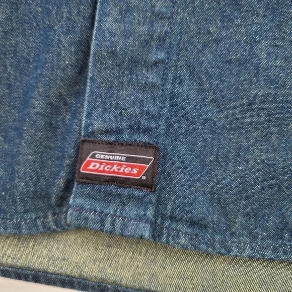 Dickies Long-Sleeve Button-Up Denim Shirt Mens Cotton Casual Work Durable 2XL - Picture 7 of 10